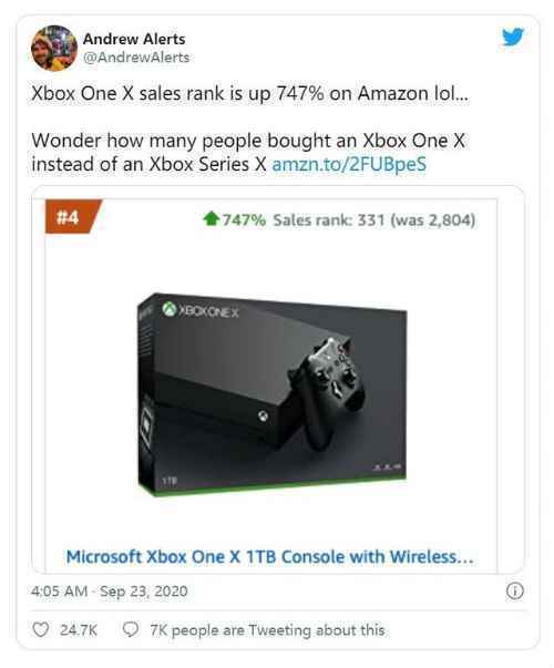 Xbox Series X与One X太像了 One X销量排名暴涨750%