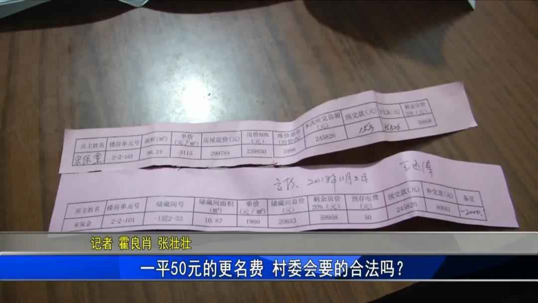 一平米收50元的更名费 邯郸这个村委会要的合法吗