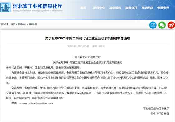 252家！2021年第二批河北省工业企业研发机构名单正式公布
